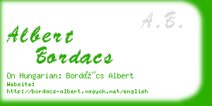 albert bordacs business card